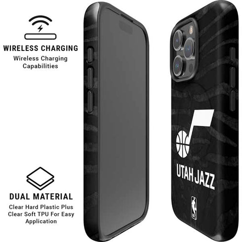 NBA Utah Jazz Black Animal Print iPhone 16 Pro Magsafe Impact Case